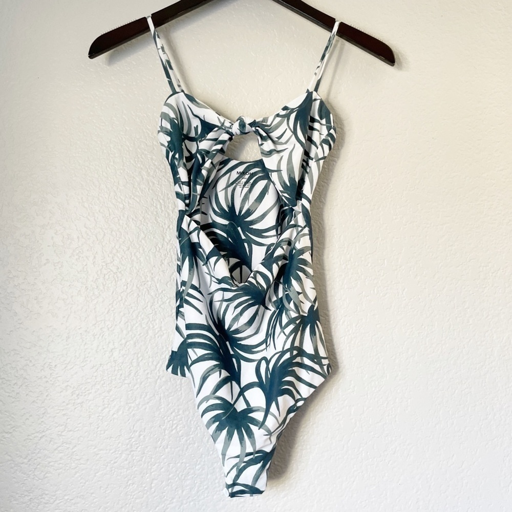 Nwot MIKOH Front Tie Cutout One Piece Swimsuit Water Fern Small